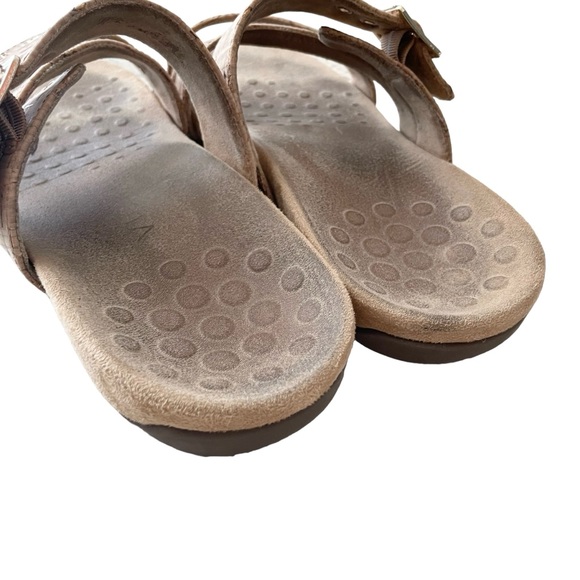 Vionic Skylar Sandals Size 9 Tan and Gold Cord Slide Adjustable Straps - Picture 2 of 10
